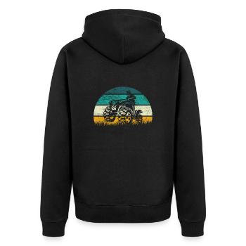 Quad Retro ATV Vintage Offroad - Unisex Premium Organic Zip Hoodie - black - Back - Nico (187cm)