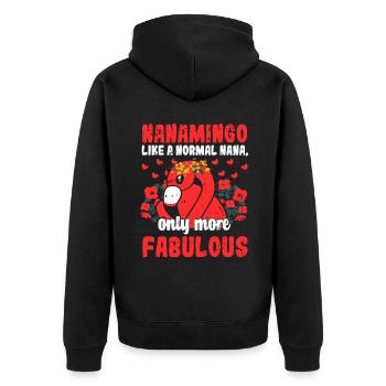 Flamingo Lustiges Flamingo Vogel Geschenk - Unisex Premium Bio Zip Hoodie - Schwarz - Hinten - Nico (187cm)