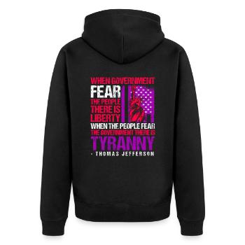 Thomas Jefferson - Unisex Premium Bio Zip Hoodie - Schwarz - Hinten - Nico (187cm)