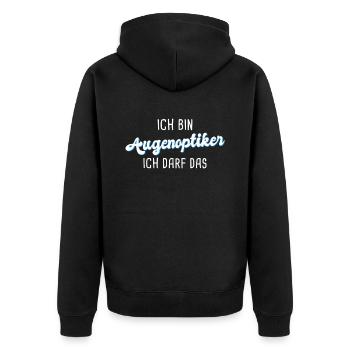 Augenoptiker - Unisex Premium Bio Zip Hoodie - Schwarz - Hinten - Nico (187cm)