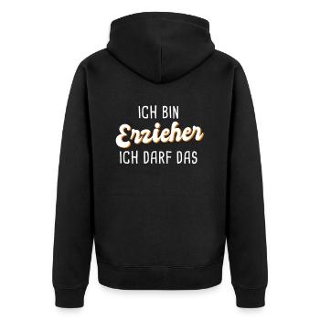 Erzieher - Unisex Premium Bio Zip Hoodie - Schwarz - Hinten - Nico (187cm)