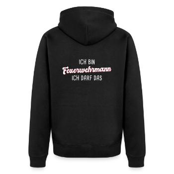 Feuerwehrmann - Unisex Premium Bio Zip Hoodie - Schwarz - Hinten - Nico (187cm)