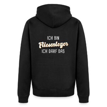 Fliesenleger - Unisex Premium Bio Zip Hoodie - Schwarz - Hinten - Nico (187cm)