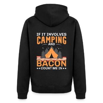 Wenn es um Camping und Speck geht, bin ich ein Cam - Unisex Premium Bio Zip Hoodie - Schwarz - Hinten - Nico (187cm)