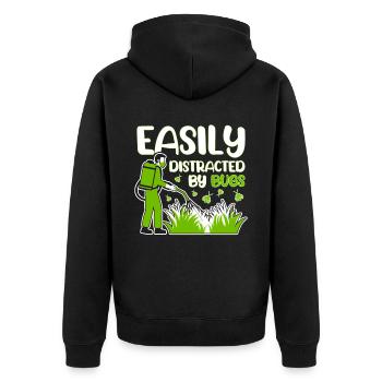 Leicht ablenkbar durch Ungeziefer Kammerjäger - Unisex Premium Bio Zip Hoodie - Schwarz - Hinten - Nico (187cm)