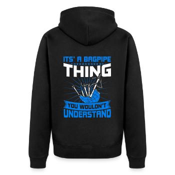 Es ist eine Dudelsack Sache - Unisex Premium Bio Zip Hoodie - Schwarz - Hinten - Nico (187cm)
