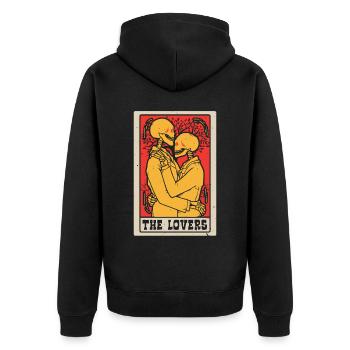 Die Liebenden Tarotkarte Schamane Wahrsagerei - Unisex Premium Bio Zip Hoodie - Schwarz - Hinten - Nico (187cm)