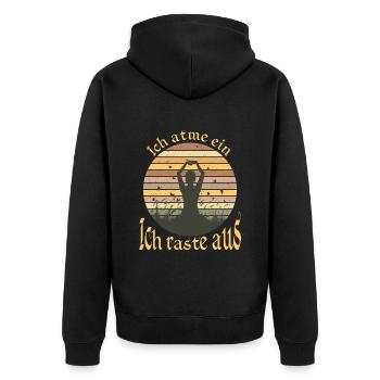 Ich atme ein - Ich raste aus Yoga Meditation - Unisex Premium Bio Zip Hoodie - Schwarz - Hinten - Nico (187cm)
