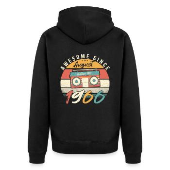 Août 1966 Salutations d’anniversaire - Veste à capuche bio Premium Unisexe - noir - Dos - Nico (187cm)