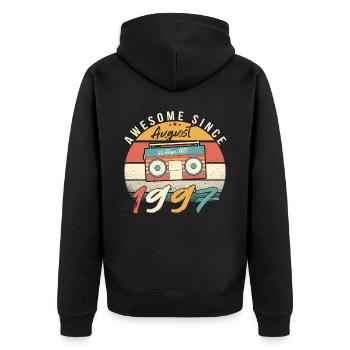 Année de naissance 1997 en août - Veste à capuche bio Premium Unisexe - noir - Dos - Nico (187cm)