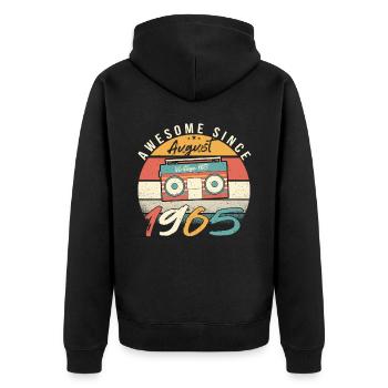 Août 1965 Vœux d’anniversaire - Veste à capuche bio Premium Unisexe - noir - Dos - Nico (187cm)