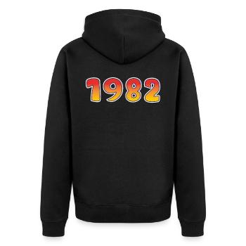 1982 Lucky Year In Orange - Yellow Design - Unisex Premium Organic Zip Hoodie - black - Back - Nico (187cm)