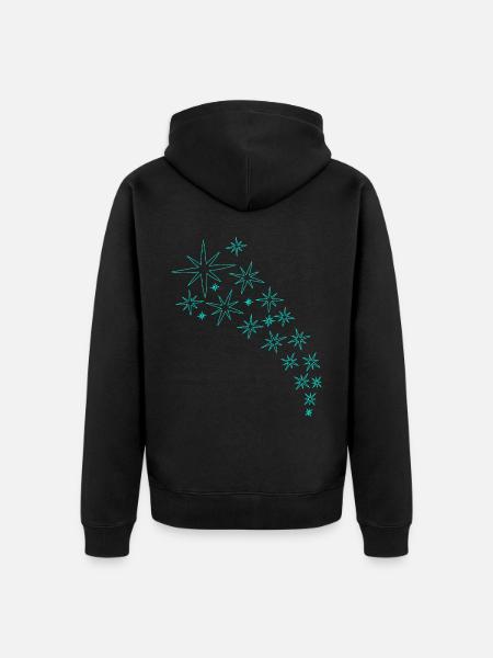 Stjerner Mint Green Design - Premium økologisk unisex-hættejakke - sort