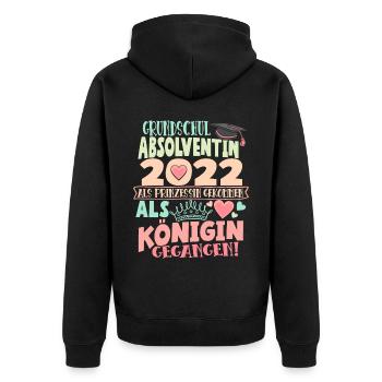 Grundschul Absolventin Abschluss Grundschule - Unisex Premium Bio Zip Hoodie - Schwarz - Hinten - Nico (187cm)