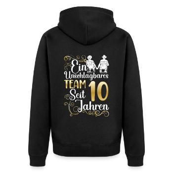 10 Jahre Verheiratet Hochzeitstag - Unisex Premium Bio Zip Hoodie - Schwarz - Hinten - Nico (187cm)
