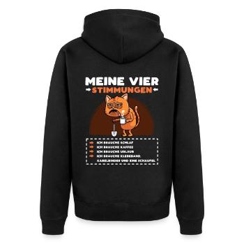 Katze Lustige Sprüche Kaffee - Unisex Premium Bio Zip Hoodie - Schwarz - Hinten - Nico (187cm)