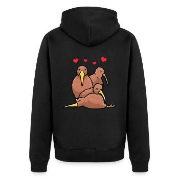 Northern Striped Kiwi Brown Kiwi - Unisex Premium Organic Zip Hoodie - black - Back - Nico (187cm)