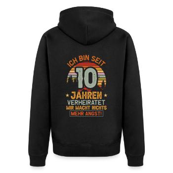 10 Jahre Verheiratet Hochzeitstag - Unisex Premium Bio Zip Hoodie - Schwarz - Hinten - Nico (187cm)