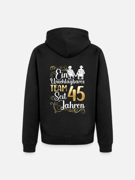 Messinhochzeit 45 Jahre Verheiratet Hochzeitstag - Unisex Premium Bio Zip Hoodie - Schwarz
