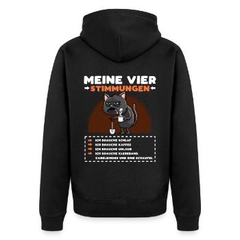 Katze Lustige Sprüche Kaffee - Unisex Premium Bio Zip Hoodie - Schwarz - Hinten - Nico (187cm)
