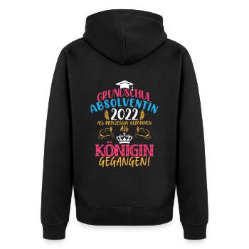 Grundschul Absolventin Abschluss Grundschule - Unisex Premium Bio Zip Hoodie - Schwarz - Hinten - Nico (187cm)