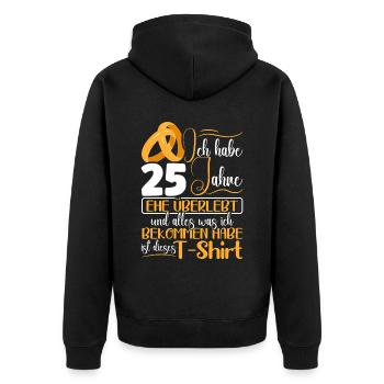 Silberhochzeit 25 Jahre Verheiratet Hochzeitstag - Unisex Premium Bio Zip Hoodie - Schwarz - Hinten - Nico (187cm)