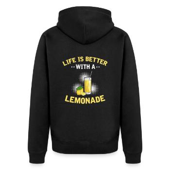 Zitronen Design Limonaden Stand Boss Lemon Verkauf - Unisex Premium Bio Zip Hoodie - Schwarz - Hinten - Nico (187cm)
