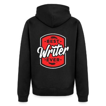 Best Writer of All Time Writer - Unisex Premium Organic Zip Hoodie - black - Back - Nico (187cm)