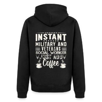 Instant Military And Veterans Worker - Unisex Premium Organic Zip Hoodie - black - Back - Nico (187cm)