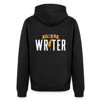 I am a writer author writer - Unisex Premium Organic Zip Hoodie - black - Back - Nico (187cm)