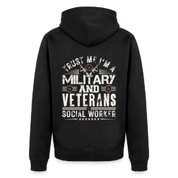 Croyez-moi, je suis un travailleur militaire vétéran - Veste à capuche bio Premium Unisexe - noir - Dos - Nico (187cm)