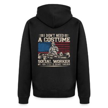 Je n’ai pas besoin d’un costume Je suis militaire - Veste à capuche bio Premium Unisexe - noir - Dos - Nico (187cm)
