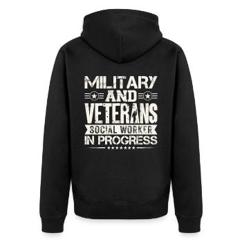 Travailleur social militaire et vétéran - Veste à capuche bio Premium Unisexe - noir - Dos - Nico (187cm)