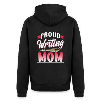 Stolze Schreibende Mutter Schreiber Autor - Unisex Premium Bio Zip Hoodie - Schwarz - Hinten - Nico (187cm)