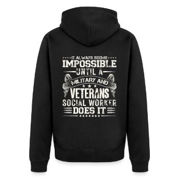 Travailleur social militaire et vétéran - Veste à capuche bio Premium Unisexe - noir - Dos - Nico (187cm)