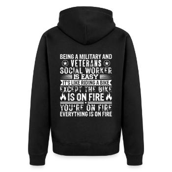 Being A Military & Veteran Social Worker - Unisex Premium Organic Zip Hoodie - black - Back - Nico (187cm)