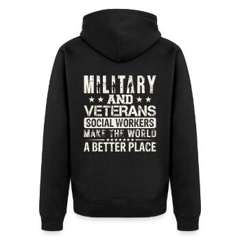 Travailleurs sociaux militaires et vétérans - Veste à capuche bio Premium Unisexe - noir - Dos - Nico (187cm)
