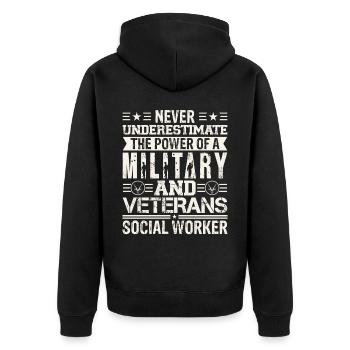 Travailleur social militaire et vétéran - Veste à capuche bio Premium Unisexe - noir - Dos - Nico (187cm)