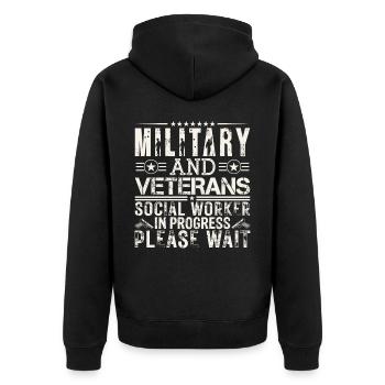 Travailleur militaire et vétéran en cours - Veste à capuche bio Premium Unisexe - noir - Dos - Nico (187cm)