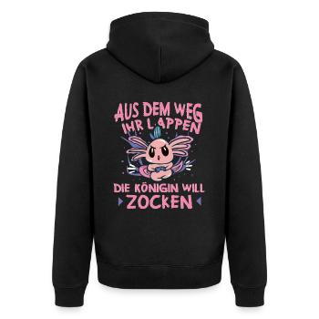 Aus Dem Weg Ihr Lappen der König Will Zocken Gamer - Unisex Premium Bio Zip Hoodie - Schwarz - Hinten - Nico (187cm)