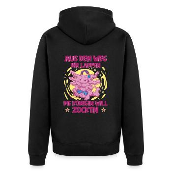 Aus Dem Weg Ihr Lappen der König Will Zocken Gamer - Unisex Premium Bio Zip Hoodie - Schwarz - Hinten - Nico (187cm)