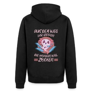 Aus Dem Weg Ihr Lappen der König Will Zocken Gamer - Unisex Premium Bio Zip Hoodie - Schwarz - Hinten - Nico (187cm)