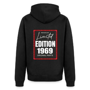 Édition limitée 1969 - Veste à capuche bio Premium Unisexe - noir - Dos - Nico (187cm)