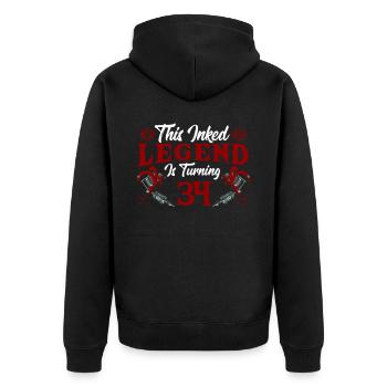 Diese Tintenlegende Wird 34 Fantastischer 34. - Unisex Premium Bio Zip Hoodie - Schwarz - Hinten - Nico (187cm)