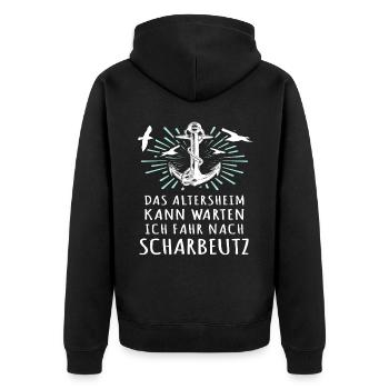 Scharbeutz Sprüche Scharbeutzer - Unisex Premium Bio Zip Hoodie - Schwarz - Hinten - Nico (187cm)