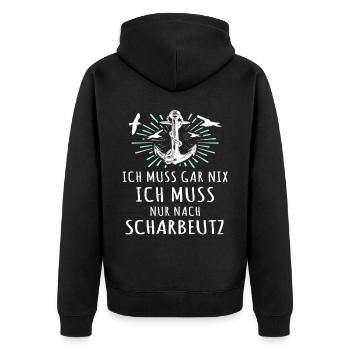 Scharbeutz Sprüche Scharbeutzer - Unisex Premium Bio Zip Hoodie - Schwarz - Hinten - Nico (187cm)