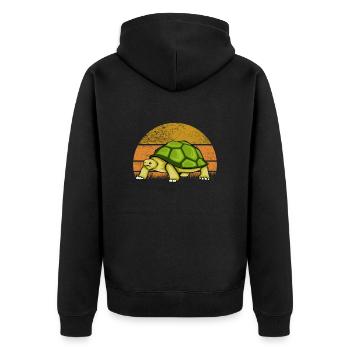 Turtle Retro Vintage - Unisex Premium Organic Zip Hoodie - black - Back - Nico (187cm)