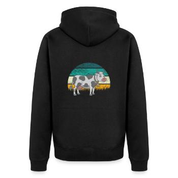 Vache Vaches Bovins Veau Veau Taureaux Rétro Vintage - Veste à capuche bio Premium Unisexe - noir - Dos - Nico (187cm)
