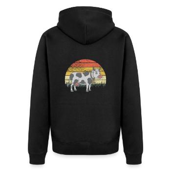 Vache Vaches Bovins Veau Veau Taureaux Rétro Vintage - Veste à capuche bio Premium Unisexe - noir - Dos - Nico (187cm)