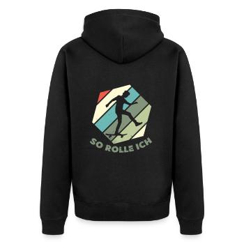 Skateboard Skateboardfahrer Skaten - Unisex Premium Bio Zip Hoodie - Schwarz - Hinten - Nico (187cm)